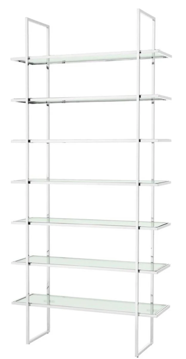 Casa Padrino Luxus Regalschrank Silber 120,5 x 40 x H. 253 cm - Luxus Möbel