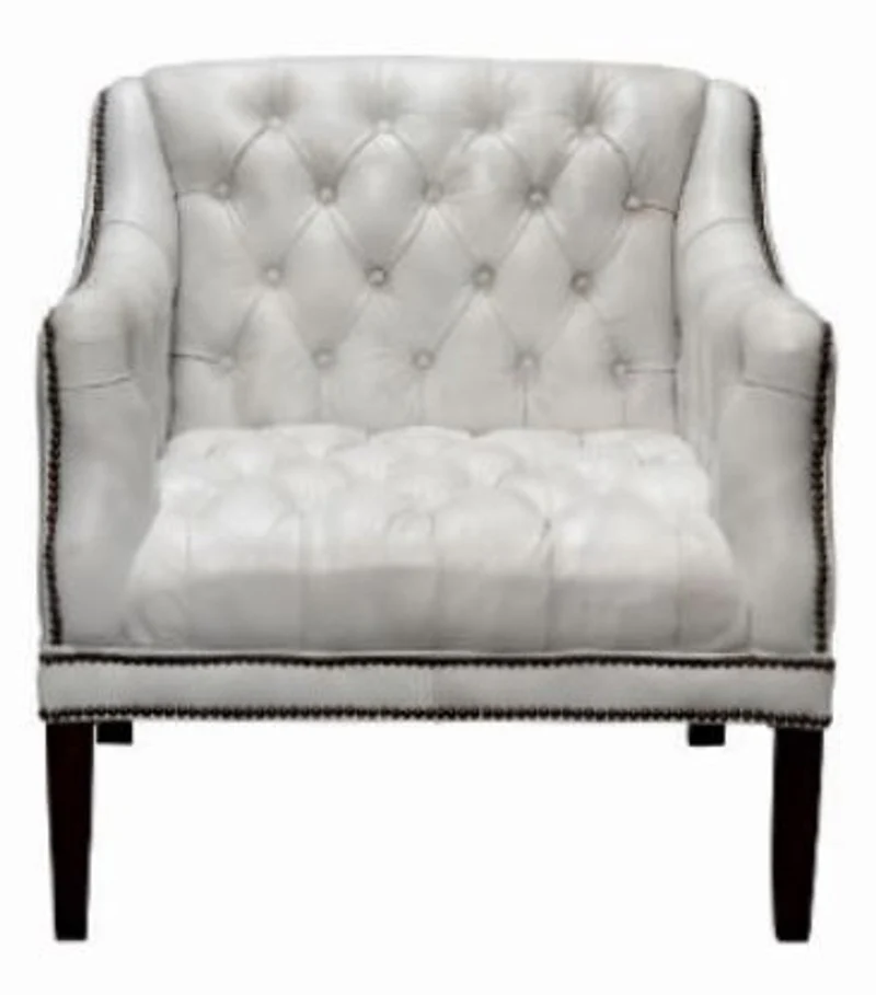 Casa Padrino Luxus Chesterfield Sessel aus Echtleder in Weiß mit schwarzen Füßen 80 x 84 x H. 79 cm