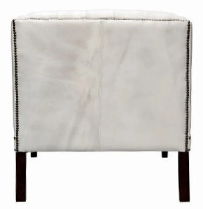 Casa Padrino Luxus Chesterfield Sessel aus Echtleder in Weiß mit schwarzen Füßen 80 x 84 x H. 79 cm