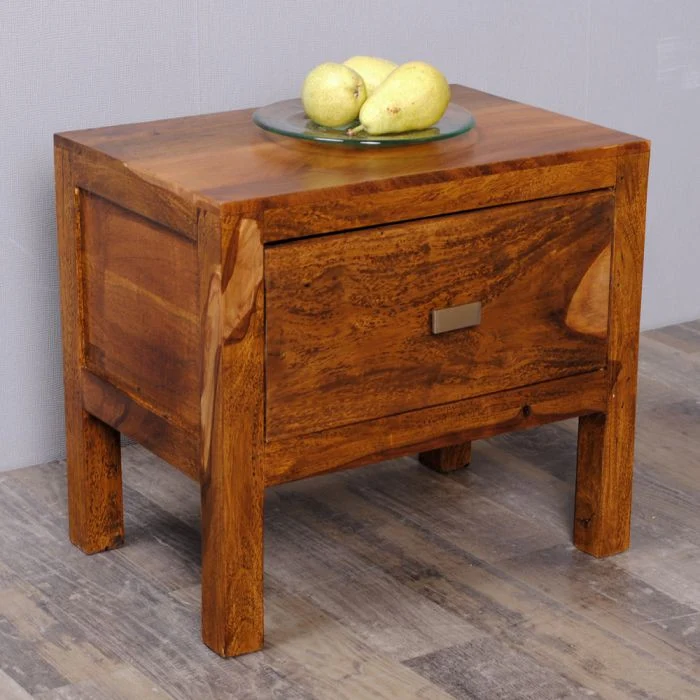 Massivholz Nachtschrank MURALI 45cm Stone Beistelltisch