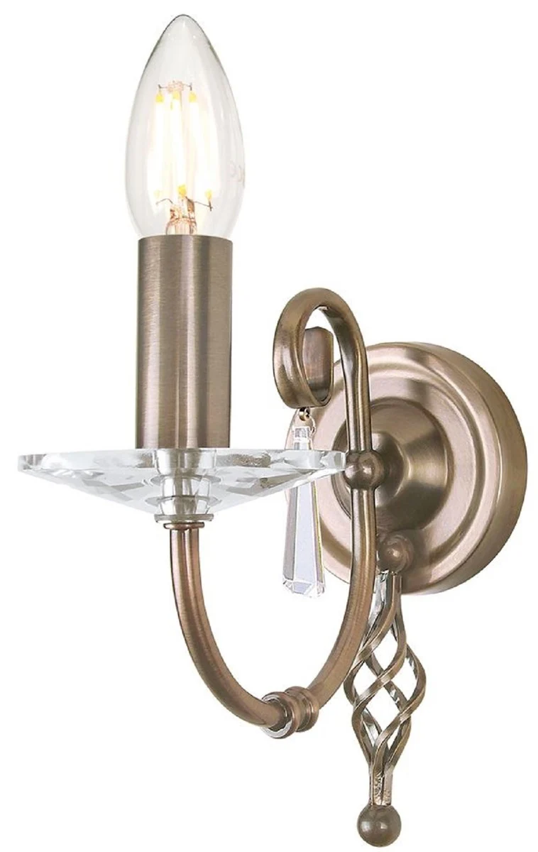 Casa Padrino Barock Wandleuchte Antik Messing 10 x 21,5 x H. 22 cm - Elegante Wohnzimmer Wandlampe - Wandleuchten im Barockstil