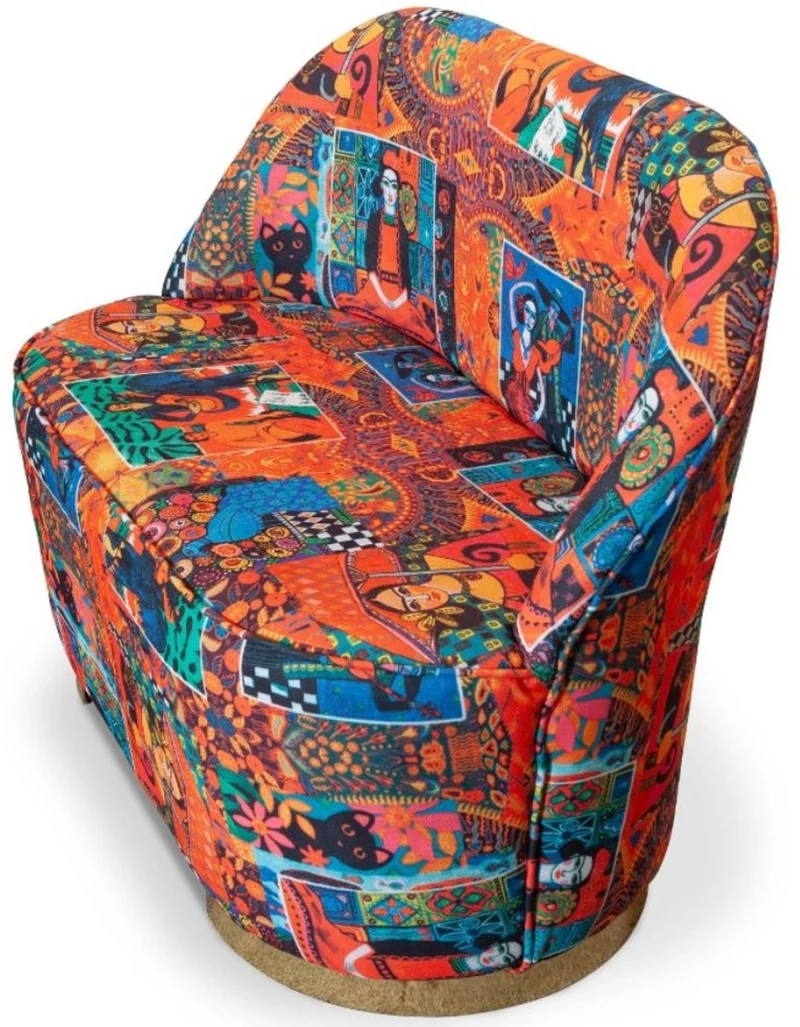 Casa Padrino Designer Art Deco Wohnzimmer 2er Sofa Mehrfarbig / Gold 105 x 52 x H. 80 cm - Wohnzimmer Möbel - Art Deco Möbel