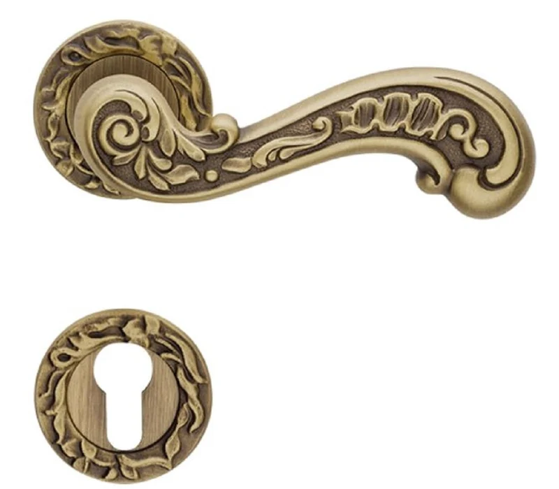 Casa Padrino Barock Türklinken Set Messing Patiniert 14 x H. 5,3 cm - Barock Deko Accessoires