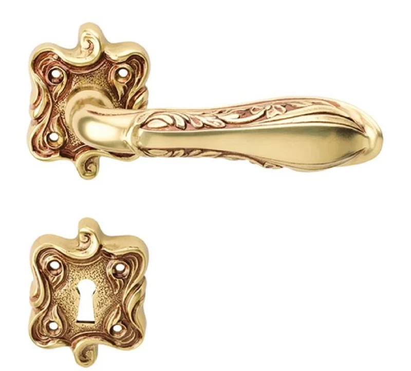 Casa Padrino Jugendstil Türgriff Set Französisches Gold 14,8 x H. 6,8 cm - Barock & Jugendstil Türklinken