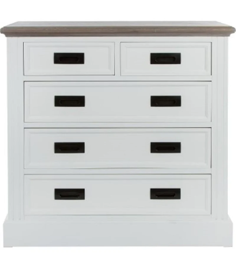 Casa Padrino Landhausstil Kommode mit 5 Schubladen Weiß / Grau 85 x 40 x H. 86 cm - Landhausstil Möbel