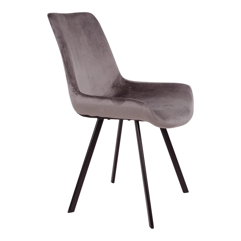 Retro-Design CHICAGO Stuhl (2er Set) grau Samt mit schwarzen Beinen