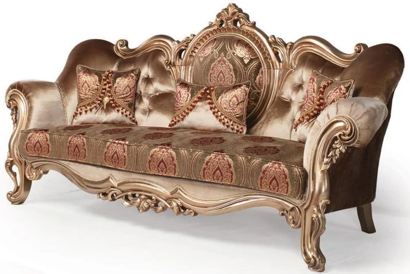 Casa Padrino Luxus Barock Sofa Bronze / Braun / Bordeauxrot 233 x 89 x H. 115 cm - Wohnzimmer Möbel - Barockmöbel