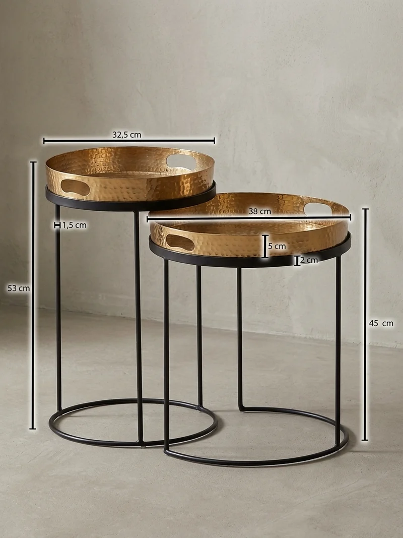 Beistelltisch Aluminium Stahl Hammerstruktur Abnehmbare Platte
