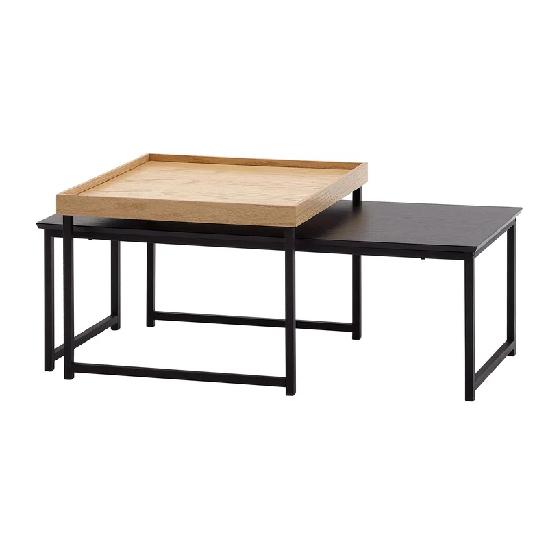 Couchtisch 2er Set Holz Metall Ineinanderschiebbar