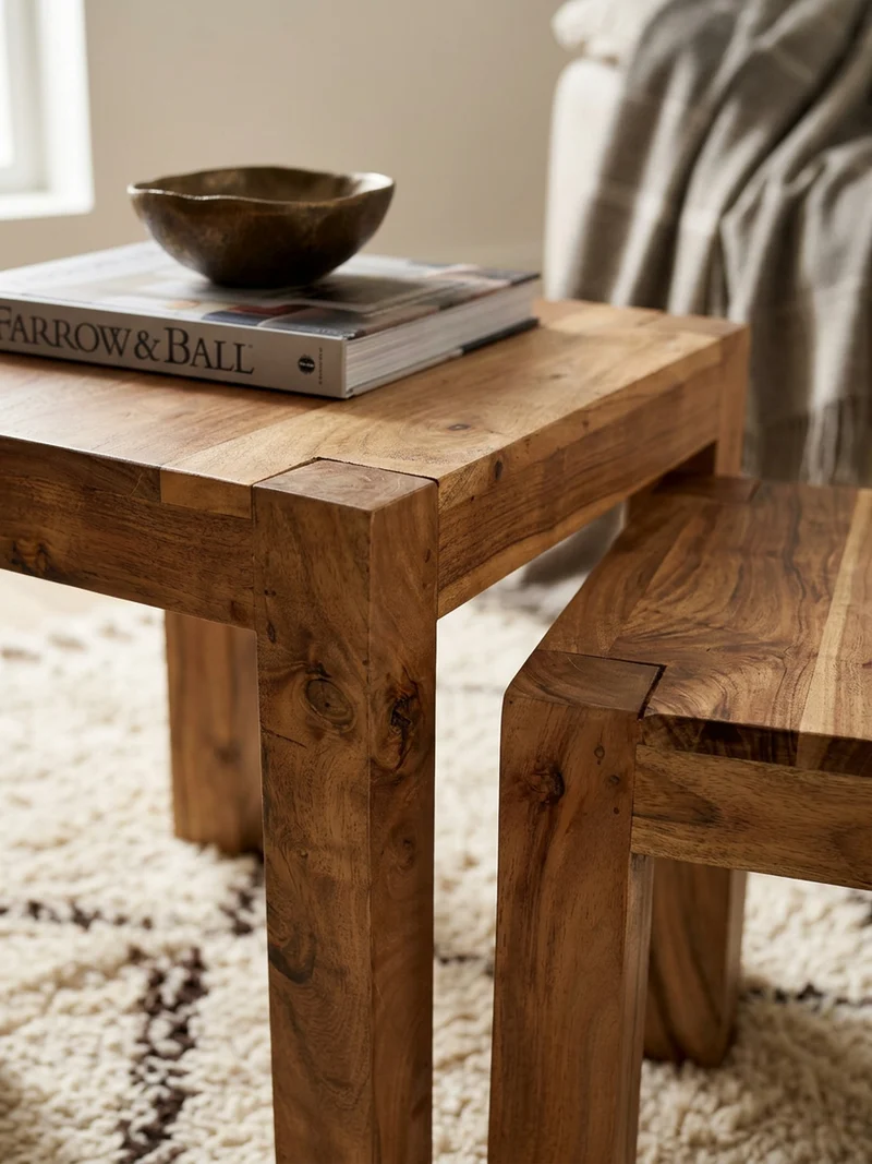 Beistelltisch 3er Set Massivholz Platzsparend Landhausstil
