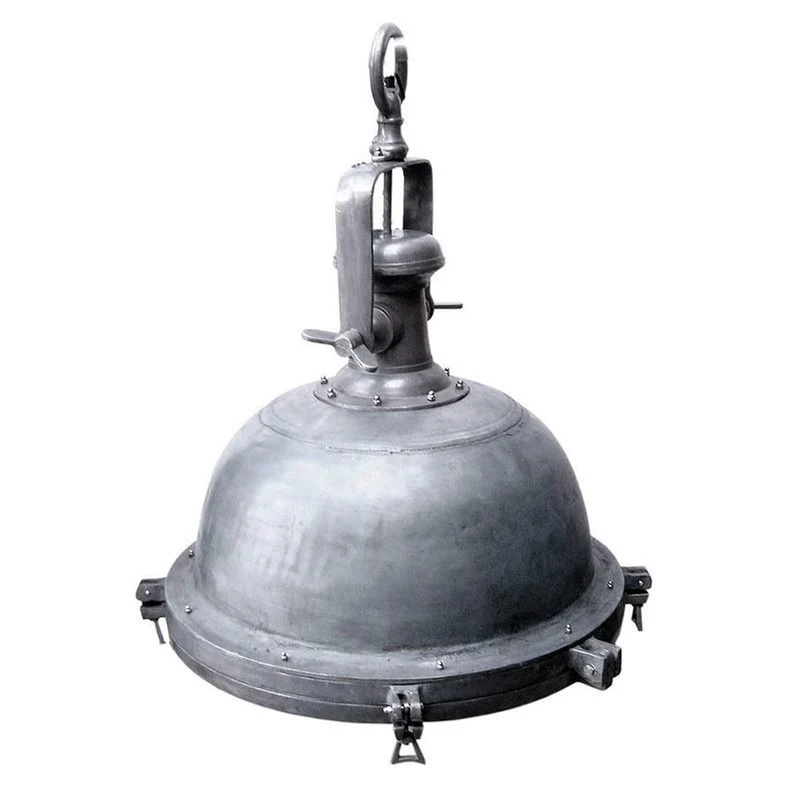 Casa Padrino Industrial Stil Hängeleuchte Antik Grau Ø 77 x H. 91 cm - Große Metall Fabriklampe