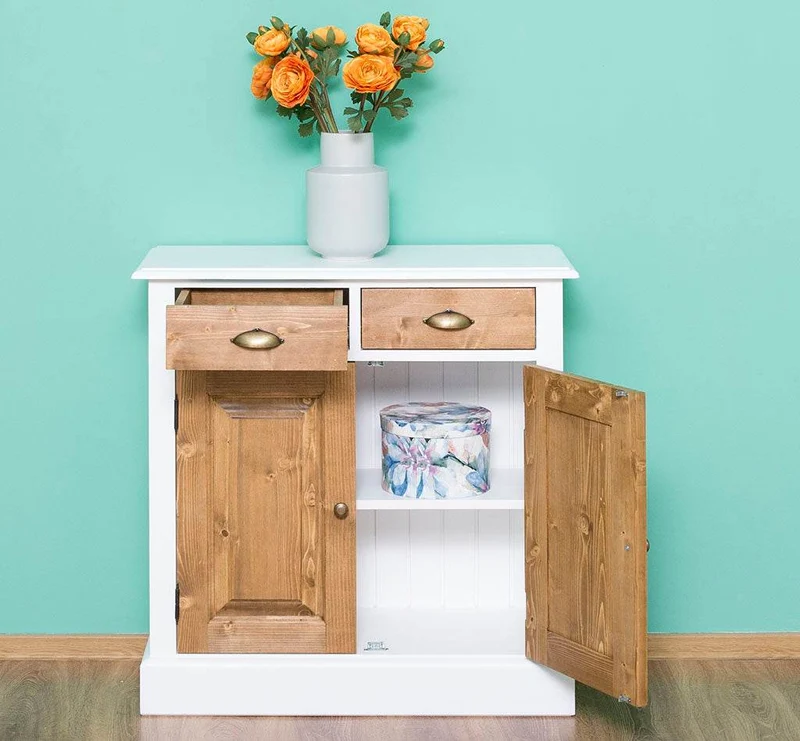 Sideboard aus Massivholz mit 2 Schubladen | Konsolenschrank in verschiedenen Farben