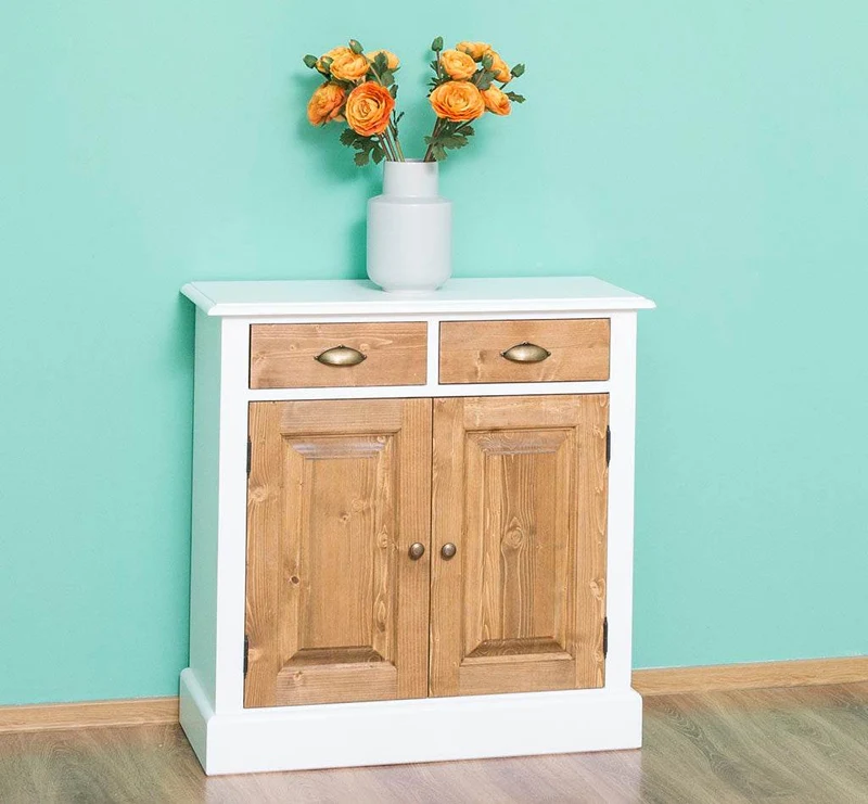 Sideboard aus Massivholz mit 2 Schubladen | Konsolenschrank in verschiedenen Farben