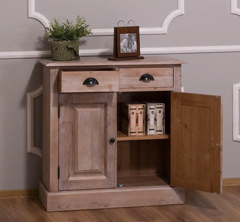 Vintage Konsolenschrank aus Massivholz| Sideboard mit zwei Schubladen