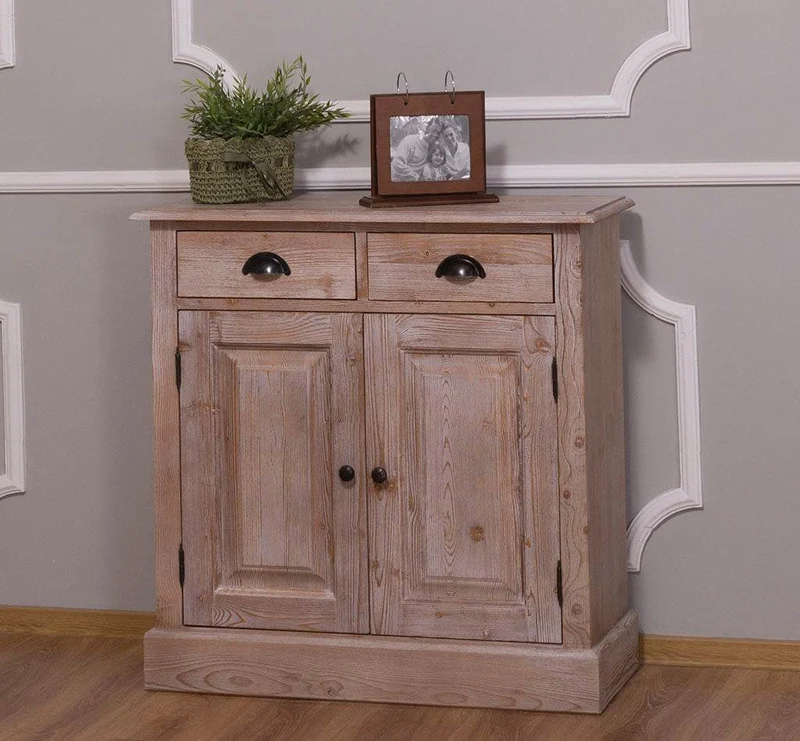 Vintage Konsolenschrank aus Massivholz| Sideboard mit zwei Schubladen