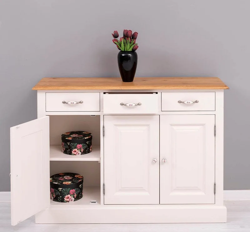 Sideboard aus Massivholz | Konsolenschrank mit drei Schubladen