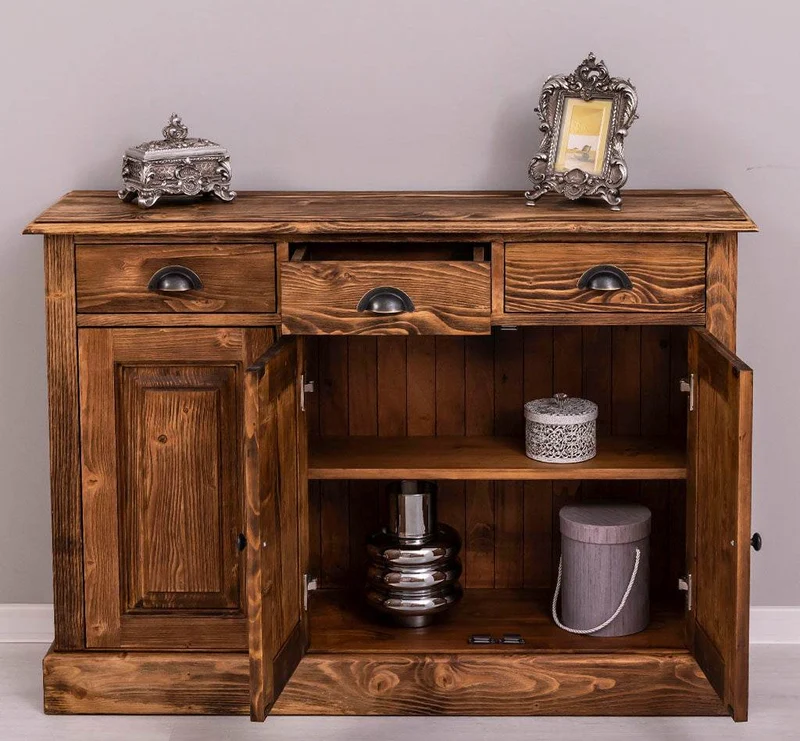 Sideboard aus Massivholz | Konsolenschrank mit drei Schubladen