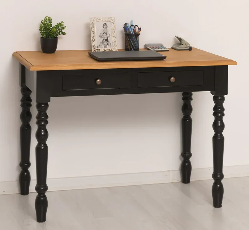 Konsolentisch aus Massivholz | Vintage Schreibtisch mit 2 Schubladen