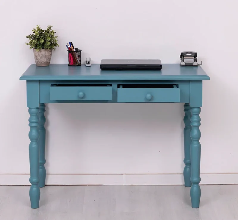 Konsolentisch aus Massivholz | Vintage Schreibtisch mit 2 Schubladen
