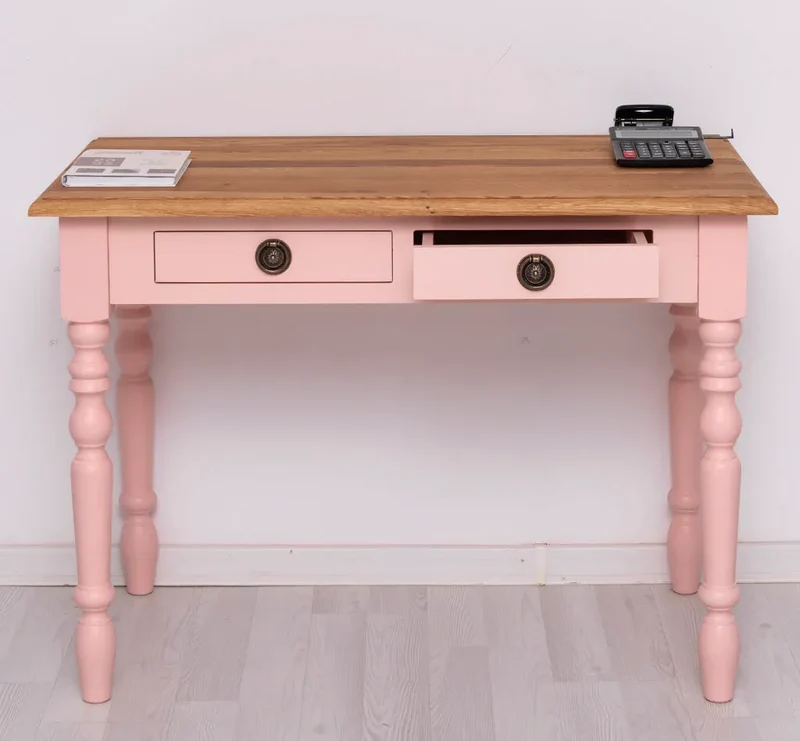 Konsolentisch aus Massivholz | Vintage Schreibtisch mit 2 Schubladen
