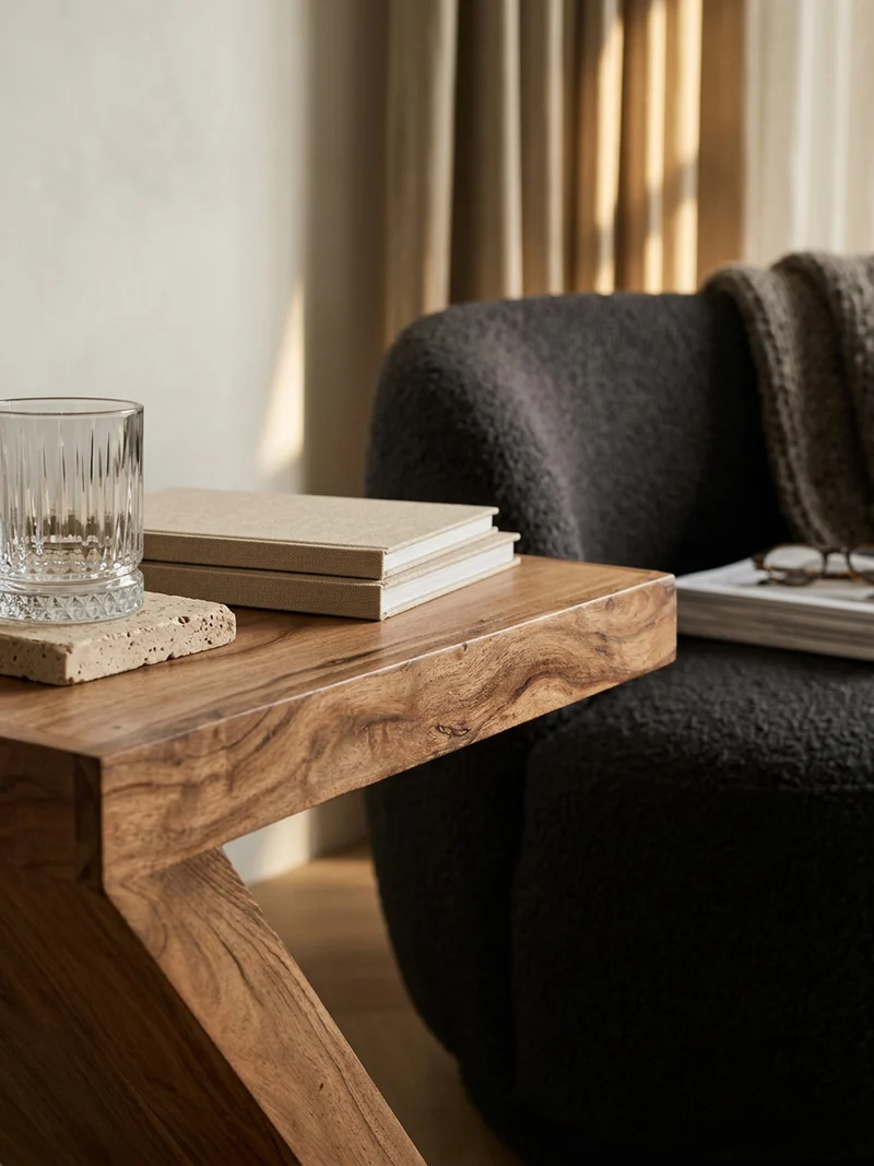 Beistelltisch Massivholz Z-Form Handgefertigt
