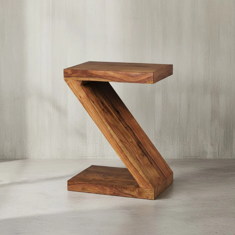 Beistelltisch Massivholz Z-Form Handgefertigt