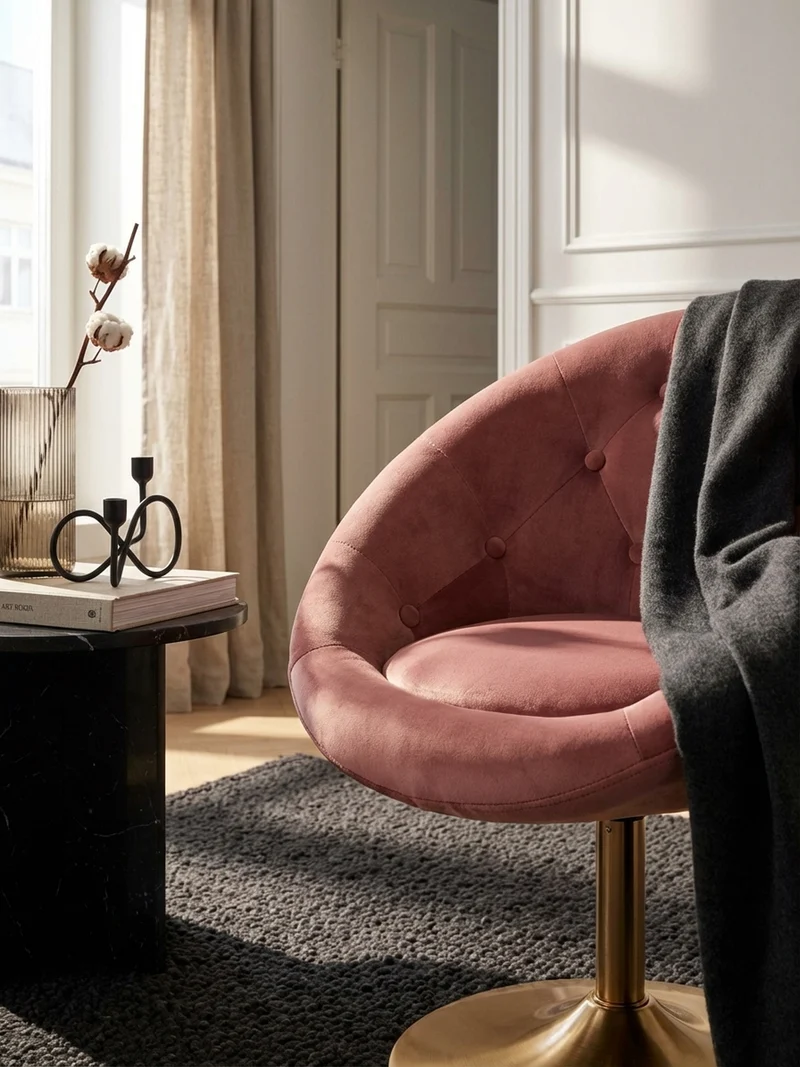 Loungesessel Chesterfield-Stil mit Samtbezug und 360° Drehfunktion