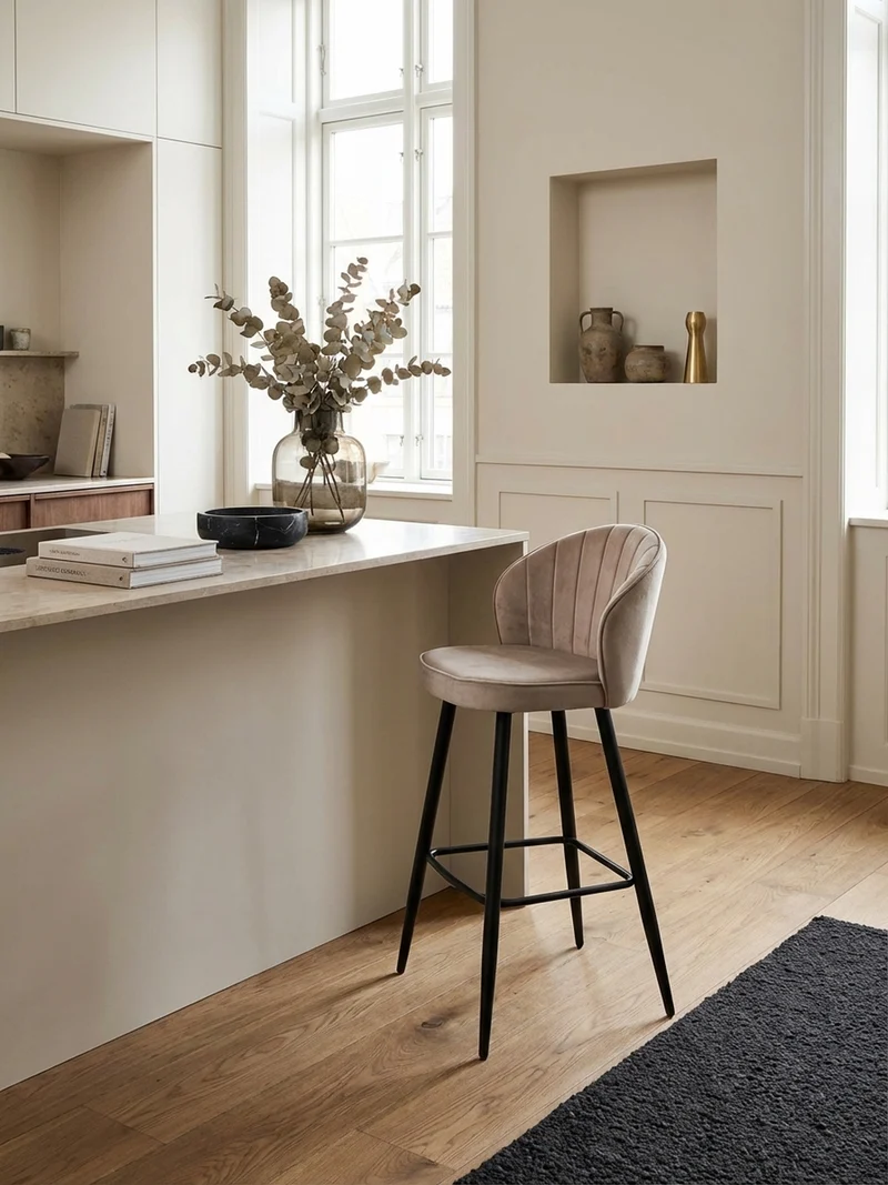 Barhocker Samt Metallbeine Skandi-Stil