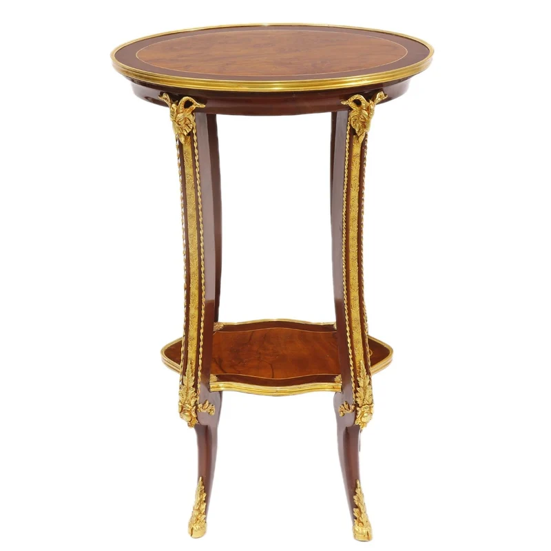 Casa Padrino Barock Luxus Beistelltisch Mahagoni / Gold H 78 x 44 cm - Beistell Tisch Möbel Louis XIV