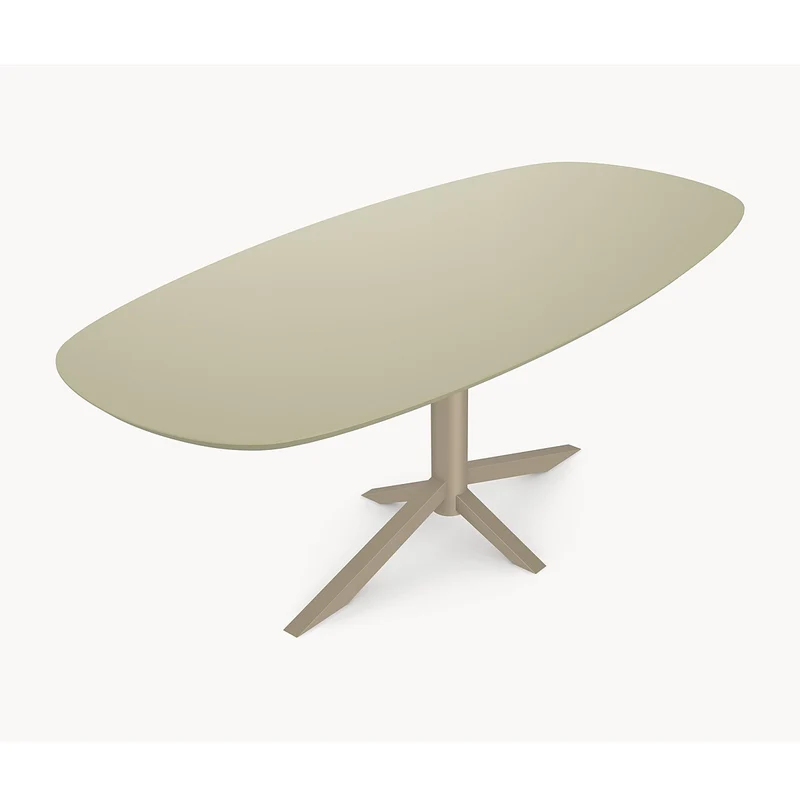 HPL eettafel Lichen Green - Deens Ovaal Recht - Quattro onderstel