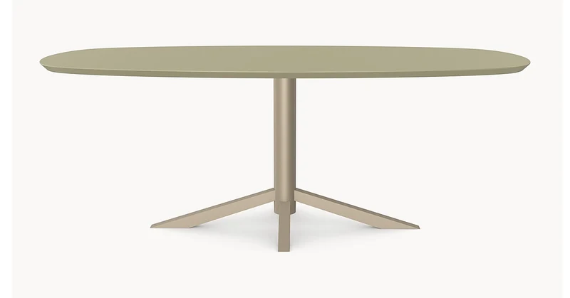HPL eettafel Lichen Green - Deens Ovaal Recht - Quattro onderstel