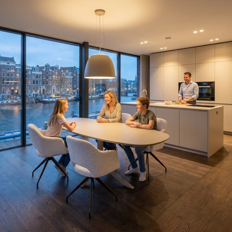 HPL eettafel Lichen Green - Deens Ovaal Recht - Quattro onderstel
