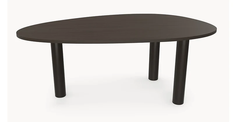Melamine eettafel Dark Brown - Kiezel A - 3 Pole eiken Japandi onderstel