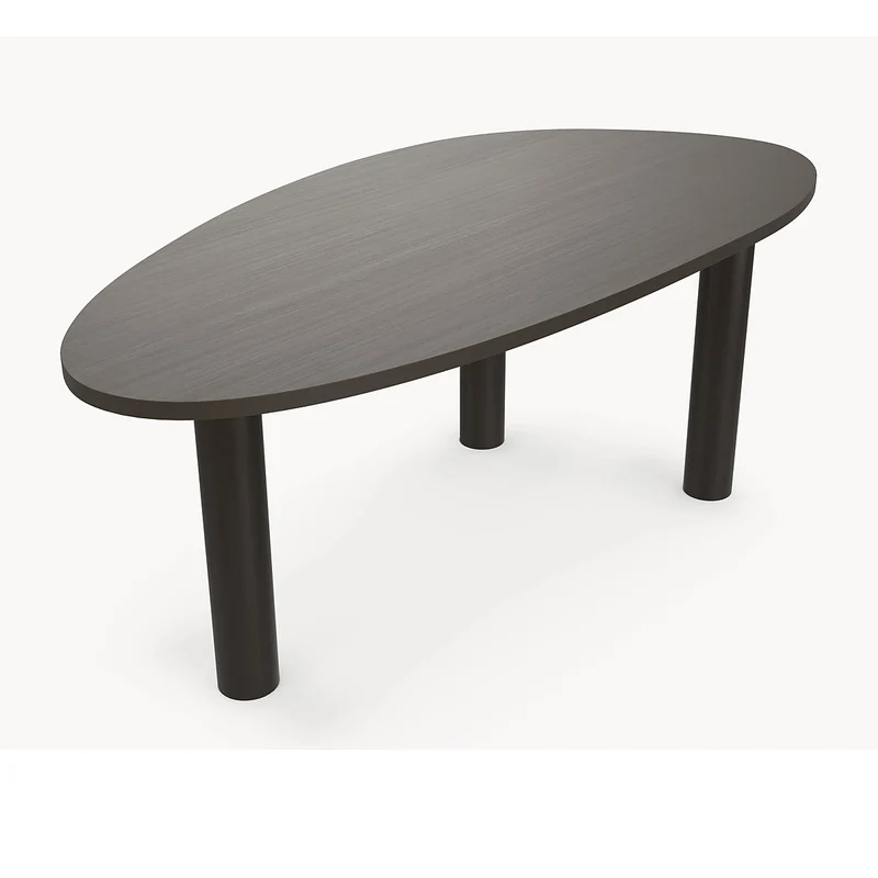 Melamine eettafel Dark Brown - Kiezel A - 3 Pole eiken Japandi onderstel