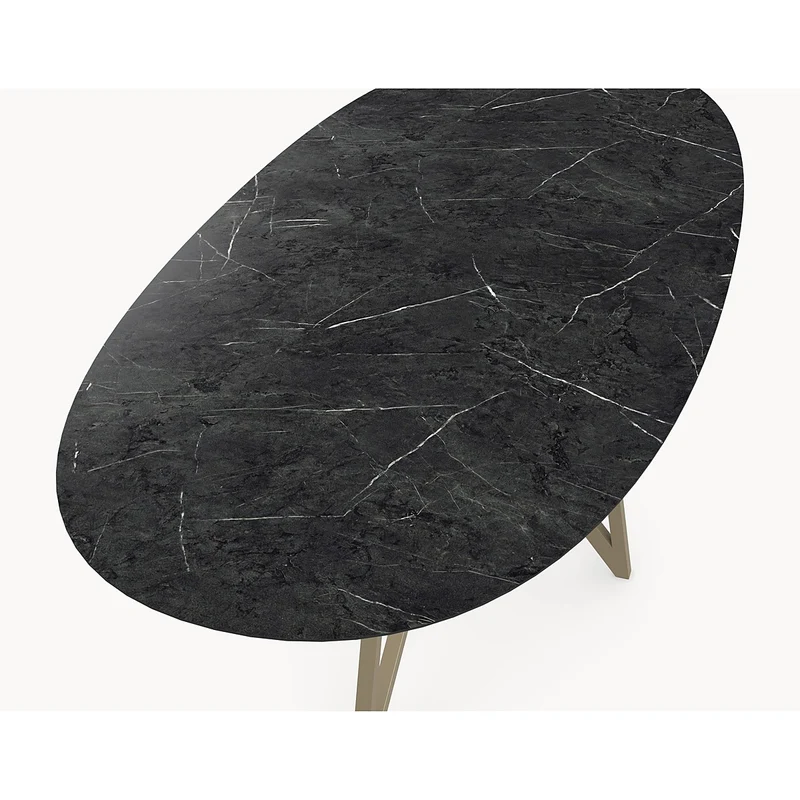 Melamine eettafel Anthracite Marble - Deens Rond - Vlinder onderstel