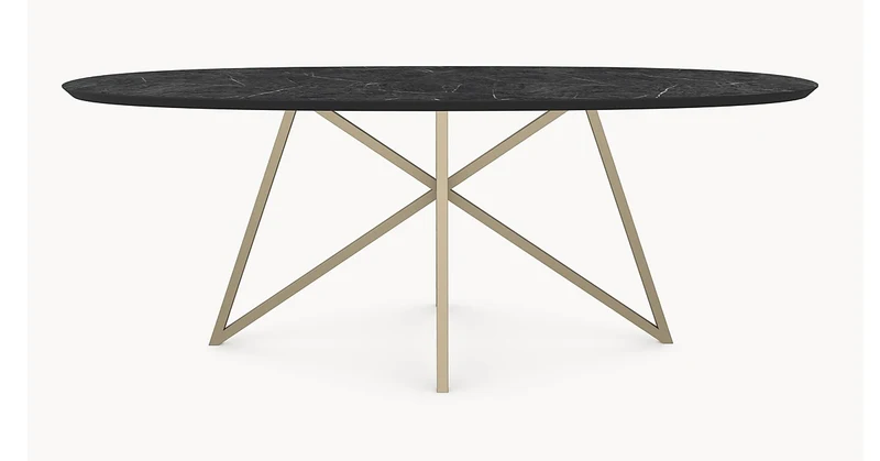Melamine eettafel Anthracite Marble - Deens Rond - Vlinder onderstel
