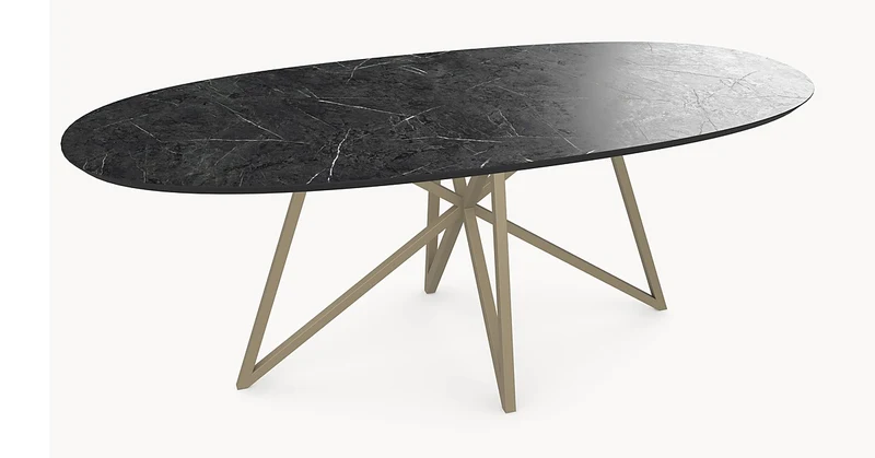 Melamine eettafel Anthracite Marble - Deens Rond - Vlinder onderstel