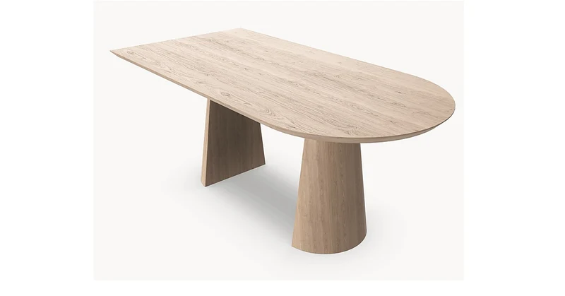 Eiken massief eettafel - Recht Rond - Half cone eiken