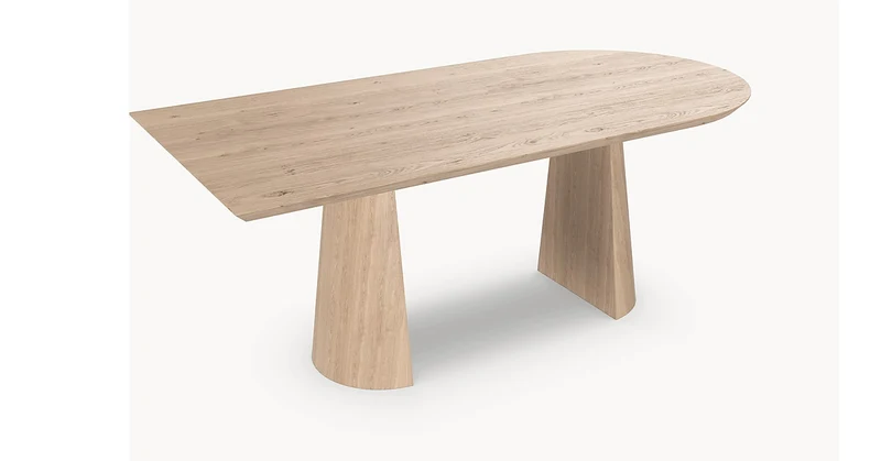 Eiken massief eettafel - Recht Rond - Half cone eiken