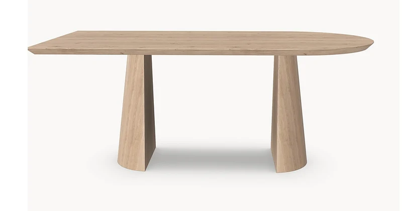 Eiken massief eettafel - Recht Rond - Half cone eiken