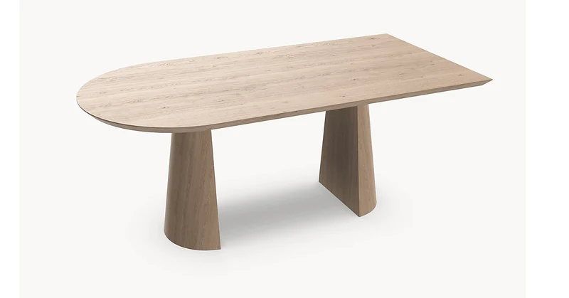 Eiken massief eettafel - Recht Rond - Half cone eiken