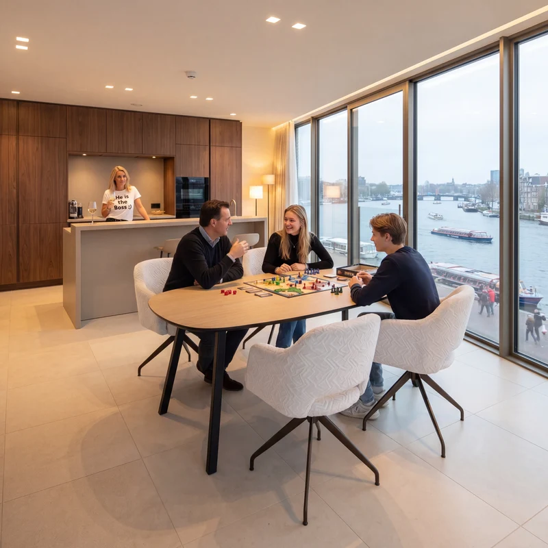 Melamine eettafel Light Oak - Deens Recht - A Angled onderstel