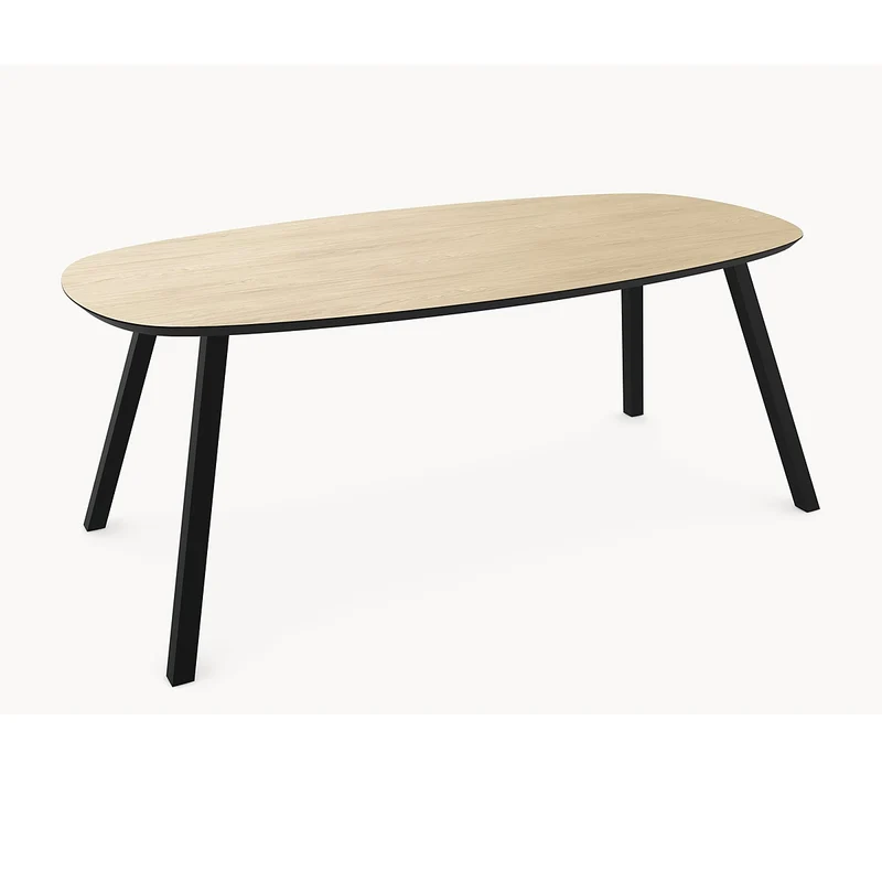 Melamine eettafel Light Oak - Deens Recht - A Angled onderstel