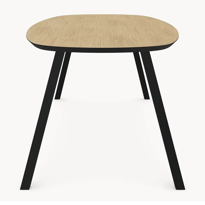 Melamine eettafel Light Oak - Deens Recht - A Angled onderstel