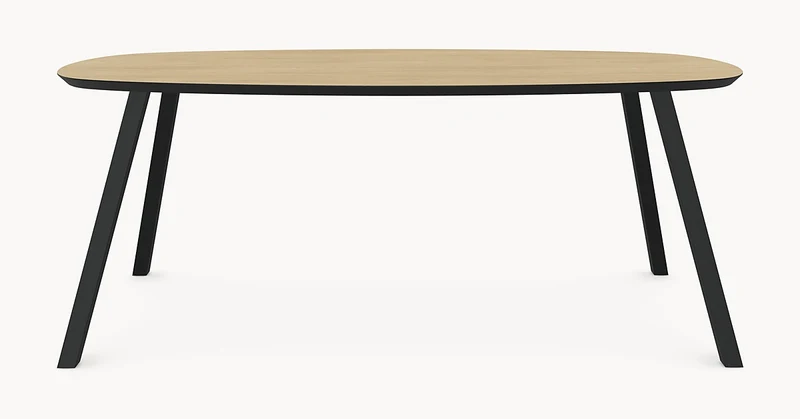 Melamine eettafel Light Oak - Deens Recht - A Angled onderstel