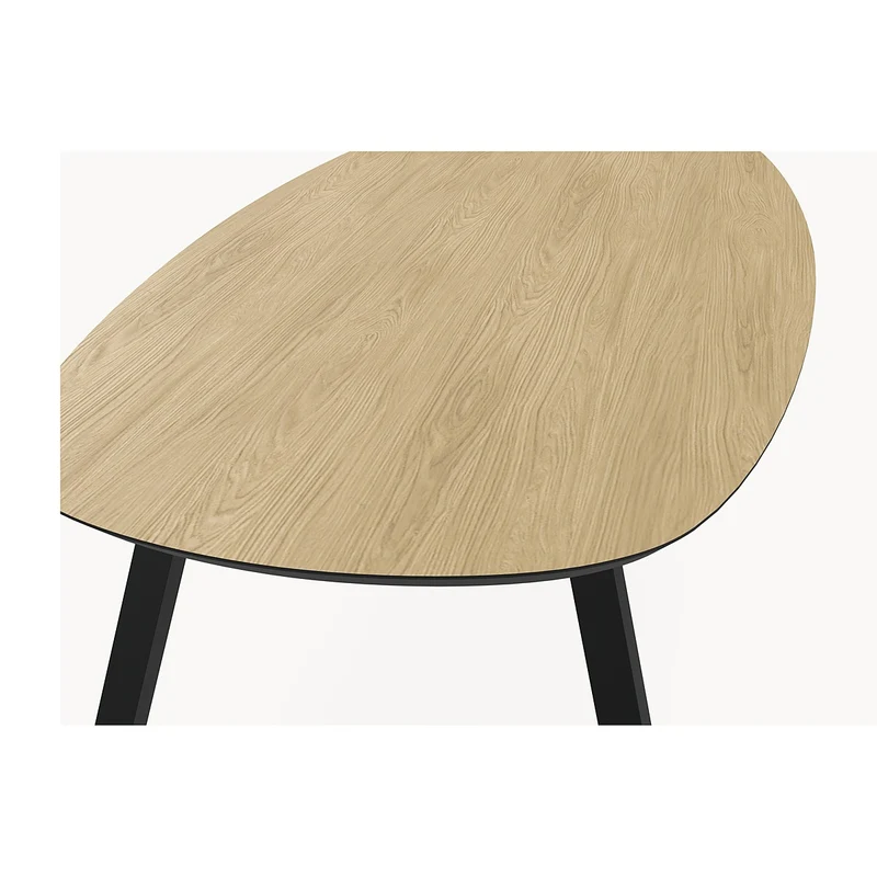 Melamine eettafel Light Oak - Deens Recht - A Angled onderstel