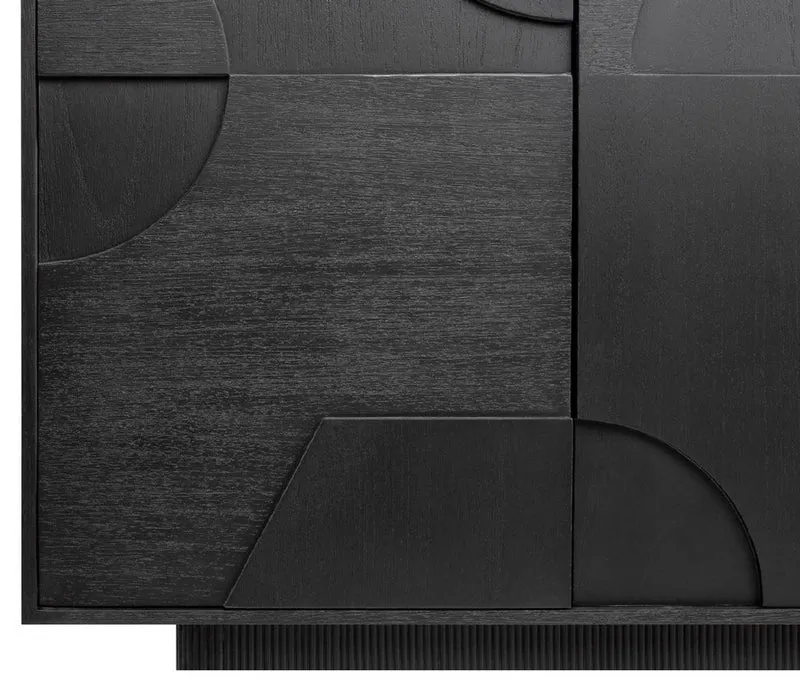 Casa Padrino Luxus Designer Sideboard Schwarz 172,5 x 50 x H. 107,5 cm - Massivholz Schrank mit 4 Türen - Schlafzimmer Schrank - Wohnzimmer Schrank - Büro Schrank - Luxus Möbel