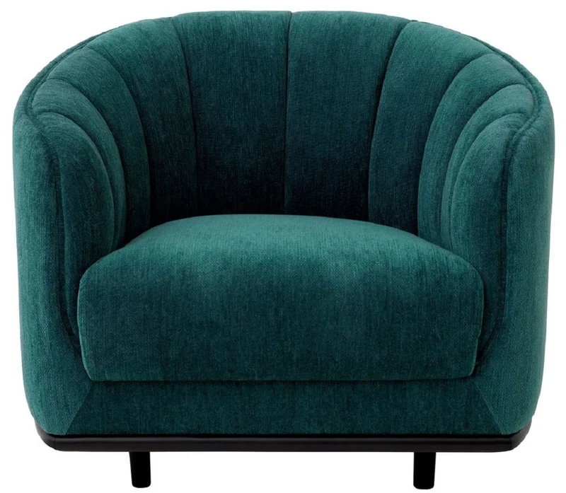 Casa Padrino Luxus Sessel Grün / Schwarz 87 x 86 x H. 74,5 cm - Wohnzimmer Sessel - Hotel Sessel - Wohnzimmer Möbel - Hotel Möbel - Luxus Möbel - Wohnzimmer Einrichtung - Luxus Einrichtung