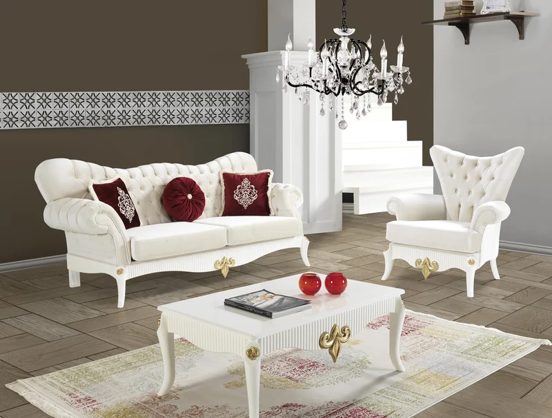 Casa Padrino Barock Sessel Creme / Weiß / Gold 112 x 85 x H. 112 cm - Wohnzimmer Sessel mit Glitzersteinen - Edle Barock Möbel