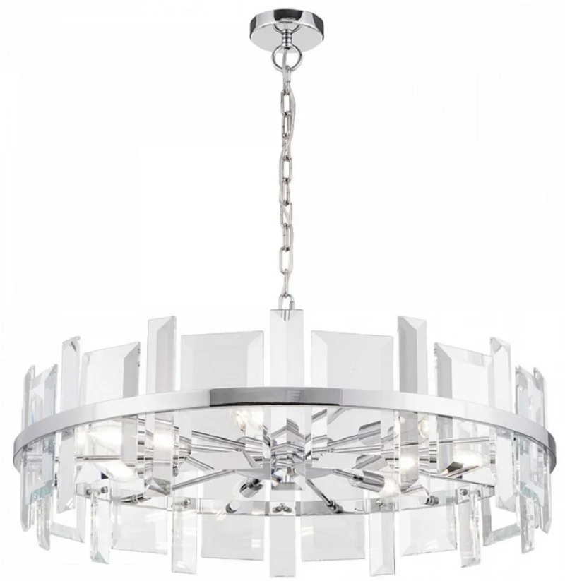 Casa Padrino Hängeleuchte Silber Ø 80 cm - Moderne runde Hängelampe mit Metallrahmen und Glasplatten - Designer Leuchten